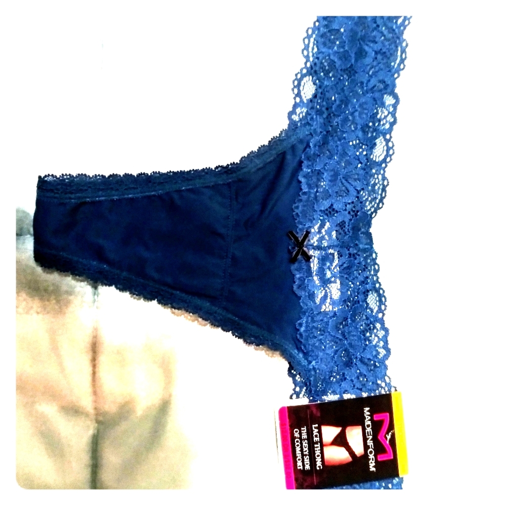 Maidenform blue-laced thongs
